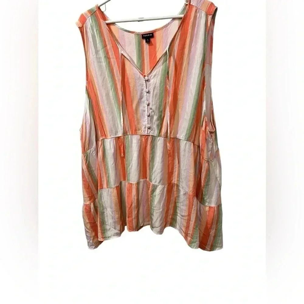 Torrid Rayon Tiered Striped Tank Top  Size  6